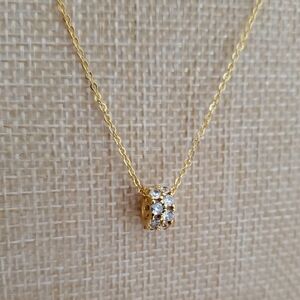 Gold-Tone Rhinestone Circle Pendant